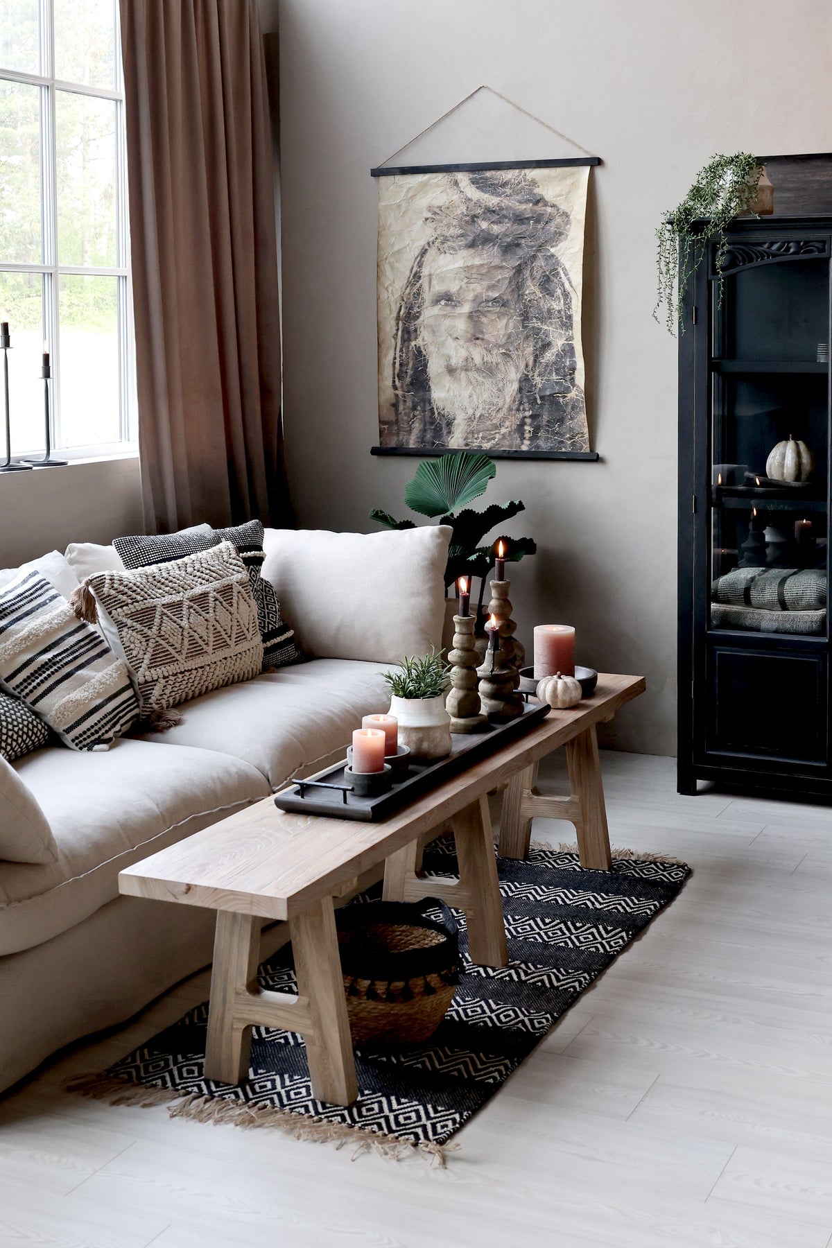 Black & White patterned runner rug, 150 x 70 cm
