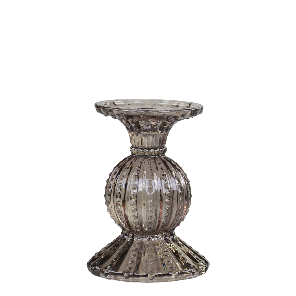 Žvakidė su perlų kraštu Mocca, H14 cm