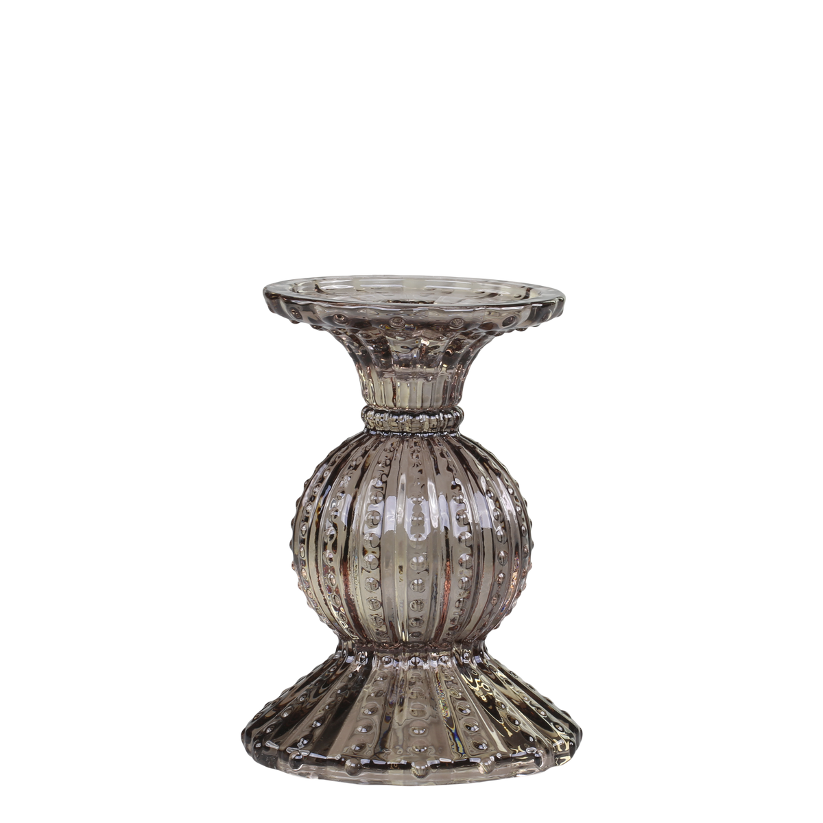 Mocca candle holder with pearl rim, H14 cm