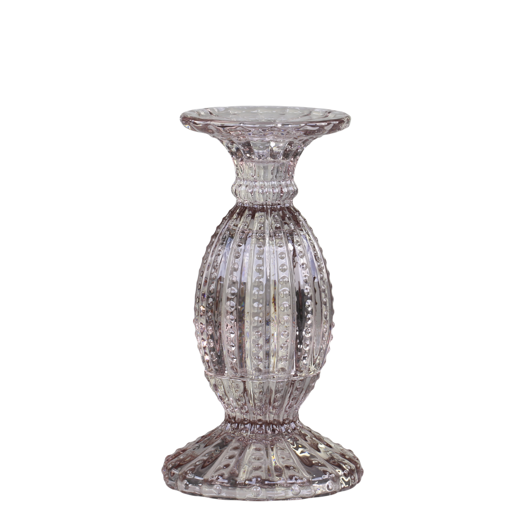 Žvakidė su perlų kraštu Taupe, H19,5 cm