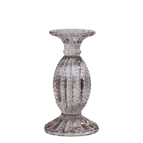 Žvakidė su perlų kraštu Taupe, H19,5 cm