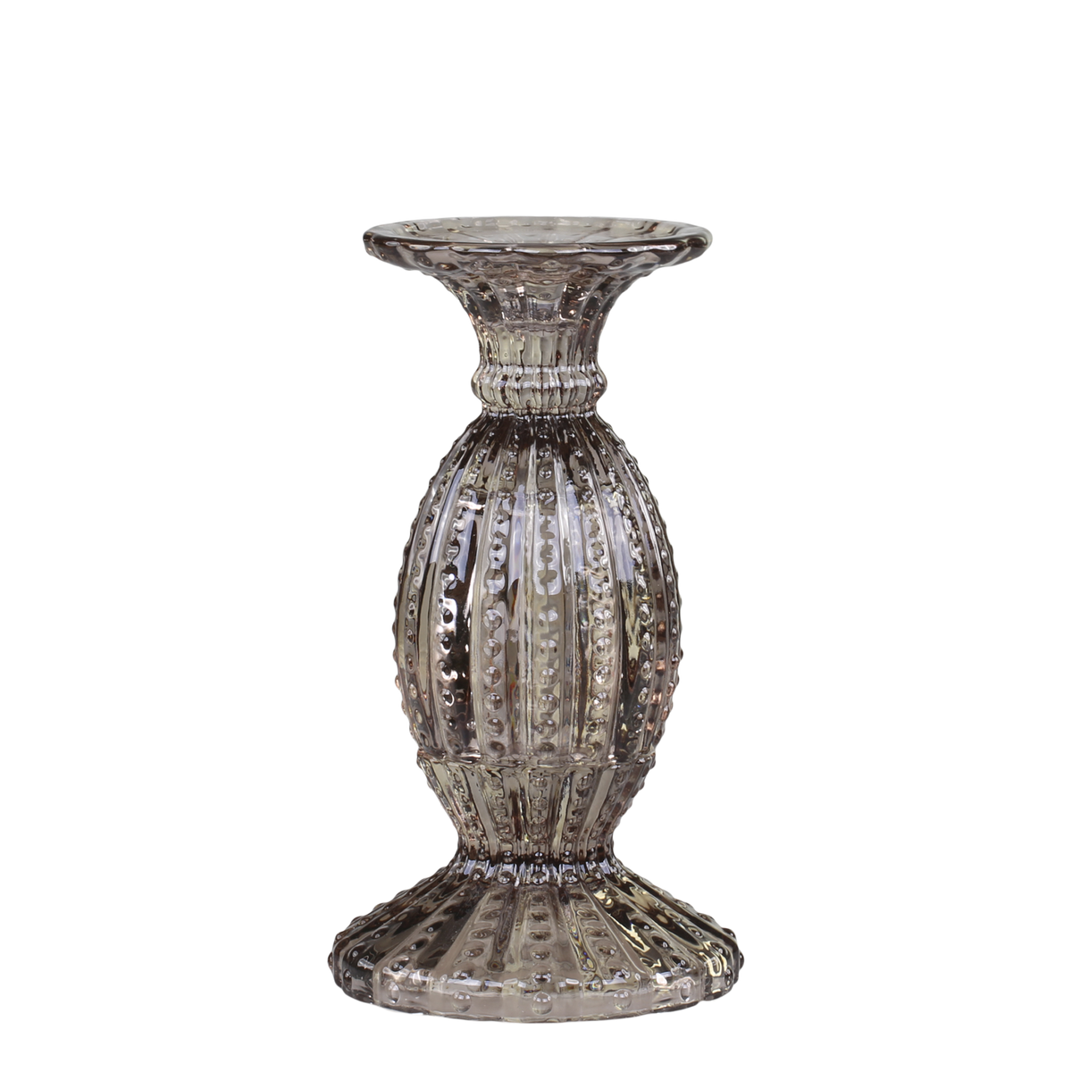Mocca candle holder with pearl rim, H19.5 cm