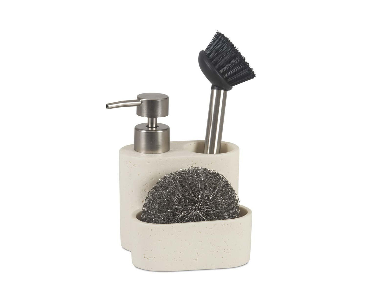 Travertine soap dispenser with sponge