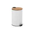White Metal Bamboo waste bin, 12 litres