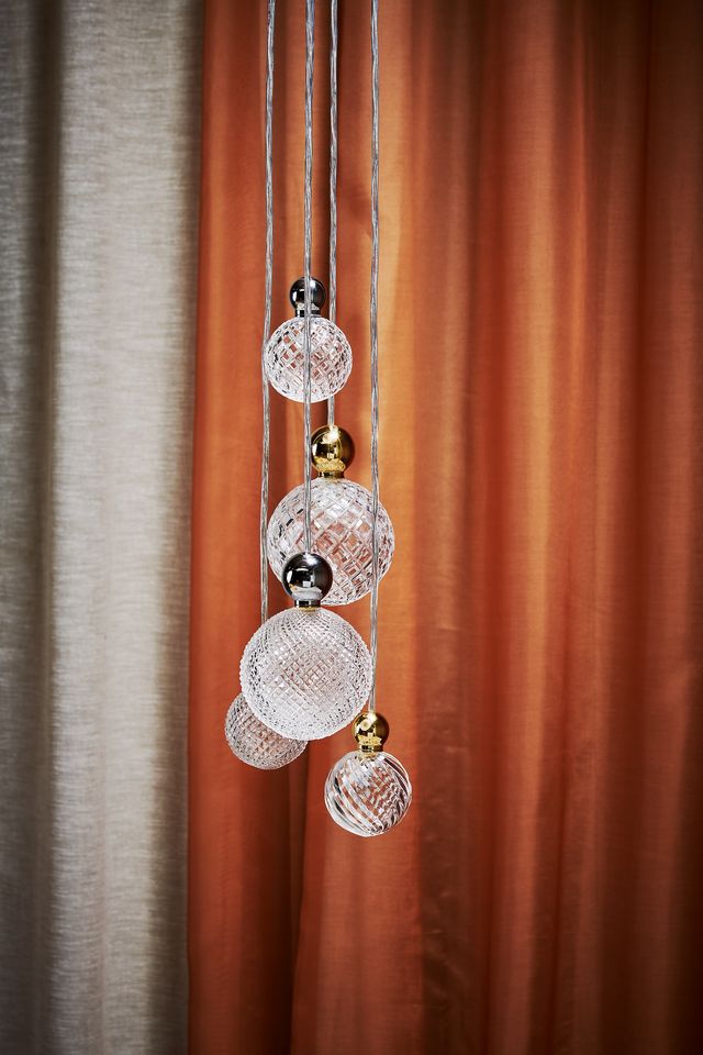 Uva M Crystal Mini Check / Silver pendant lamp, Ø7 cm