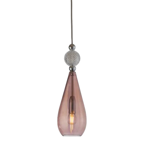 Smykke pendant lamp, Obsidian with Crystal Ball / Silver, Ø12.5 cm