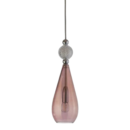 Smykke pendant lamp, Obsidian with Crystal Ball / Silver, Ø12.5 cm