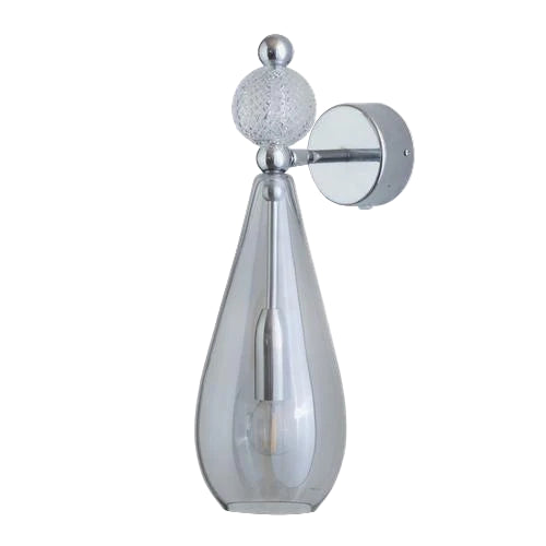 Smykke wall lamp, Smokey Grey with Crystal Ball / Silver, ø12.5 cm