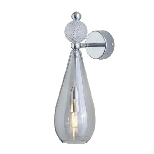 Smykke wall lamp, Smokey Grey with Crystal Ball / Silver, ø12.5 cm