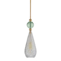 Smykke pendant lamp, Crystal with Forest Green Ball / Gold, Ø12.5 cm