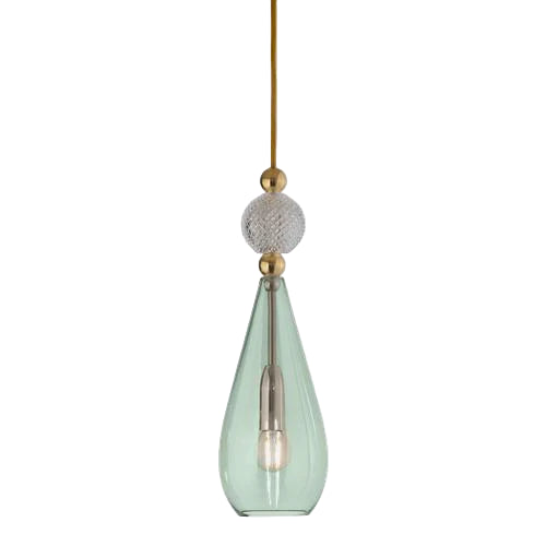 Smykke pendant lamp, Forest Green with Crystal Ball / Gold, Ø12.5 cm