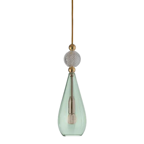 Smykke pendant lamp, Forest Green with Crystal Ball / Gold, Ø12.5 cm