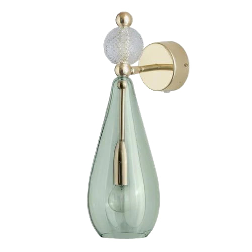 Smykke wall lamp, Forest Green with Crystal Ball / Gold, ø12.5 cm