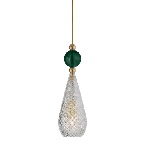 Smykke pendant lamp, Crystal with Ivy Green Ball / Gold, Ø12.5 cm