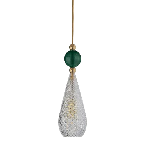 Smykke pendant lamp, Crystal with Ivy Green Ball / Gold, Ø12.5 cm