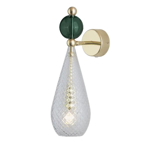 Smykke wall lamp, Crystal with Ivy Green Ball / Gold, ø12.5 cm