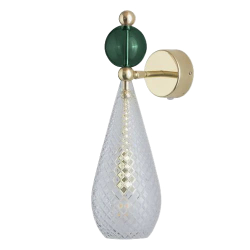 Smykke wall lamp, Crystal with Ivy Green Ball / Gold, ø12.5 cm