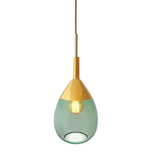 Lute M Forest Green / Gold pendant lamp, H49 cm