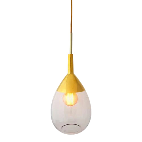 Lute M pendant lamp, Clear / Gold, H49 cm
