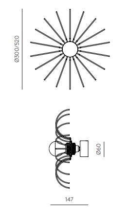 Sieninis / lubinis šviestuvas Spider 52