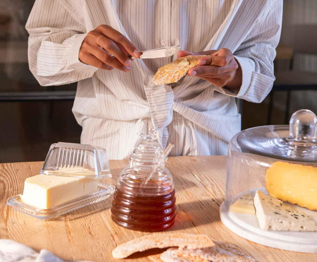Glass butter dish