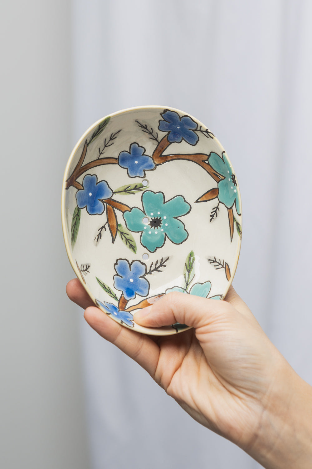 Summer soap dish, blue flowers