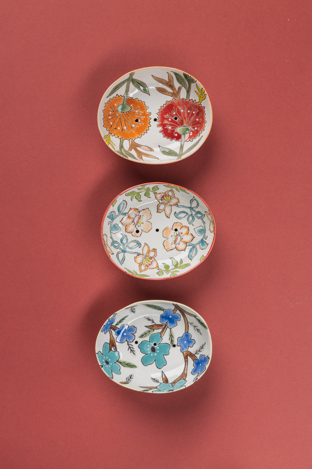Summer soap dish, blue flowers