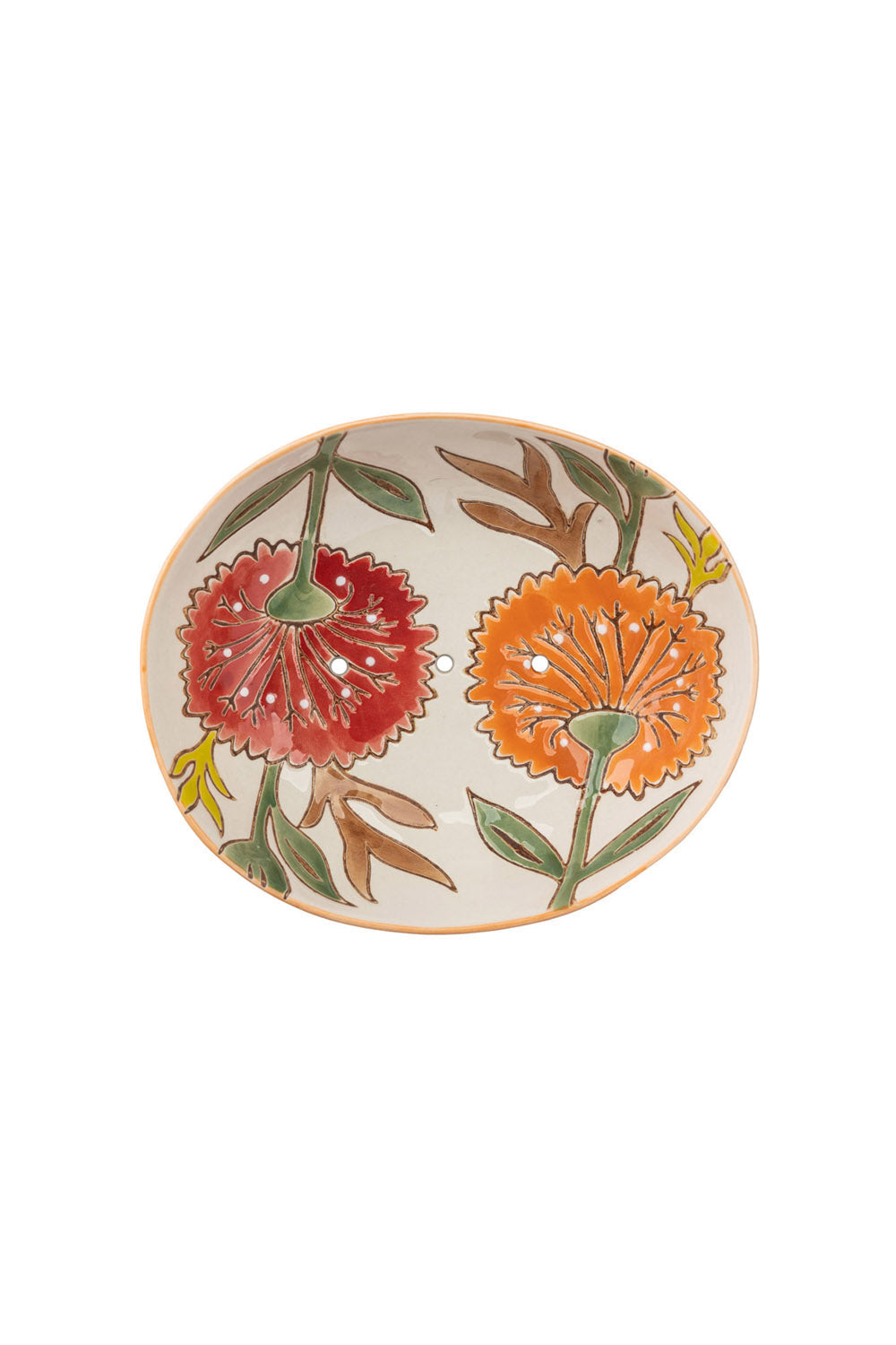 Summer soap dish, red flowers