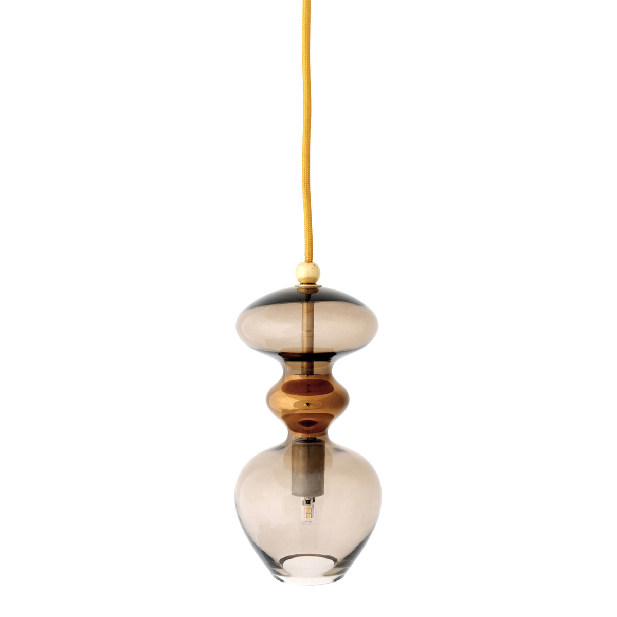 Pakabinamas šviestuvas Futura Chestnut Brown / Gold, H24 cm – įjungtas