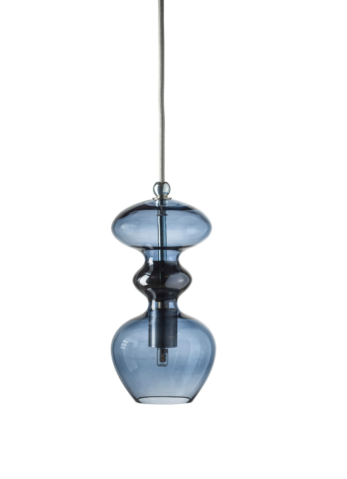 Pakabinamas šviestuvas Futura Deep Blue / Silver, H24 cm – įjungtas