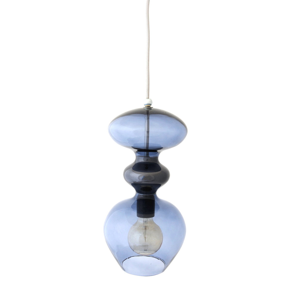 Pakabinamas šviestuvas Futura Deep Blue / Silver, H37 cm – įjungtas