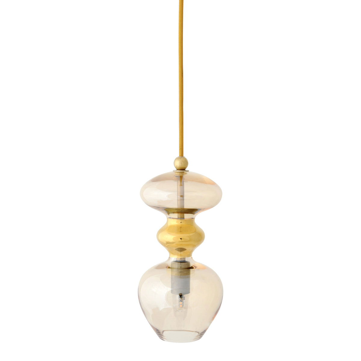 Pakabinamas šviestuvas Futura Golden Smoke / Gold, H24 cm – įjungtas