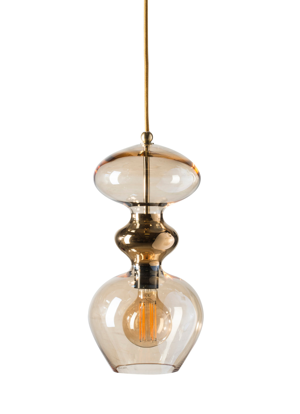 Pakabinamas šviestuvas Futura Golden Smoke / Gold, H37 cm – įjungtas