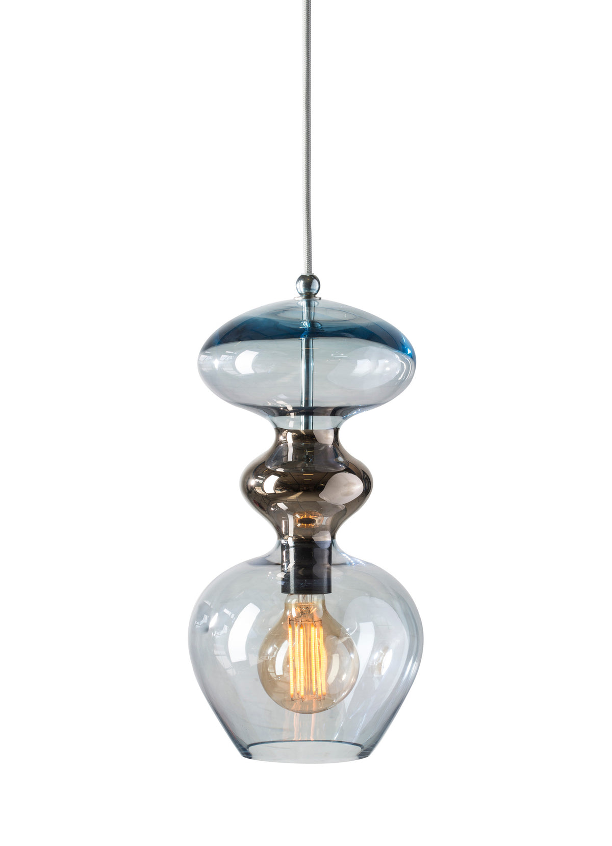 Pakabinamas šviestuvas Futura Topaz Blue / Platinum, H37 cm