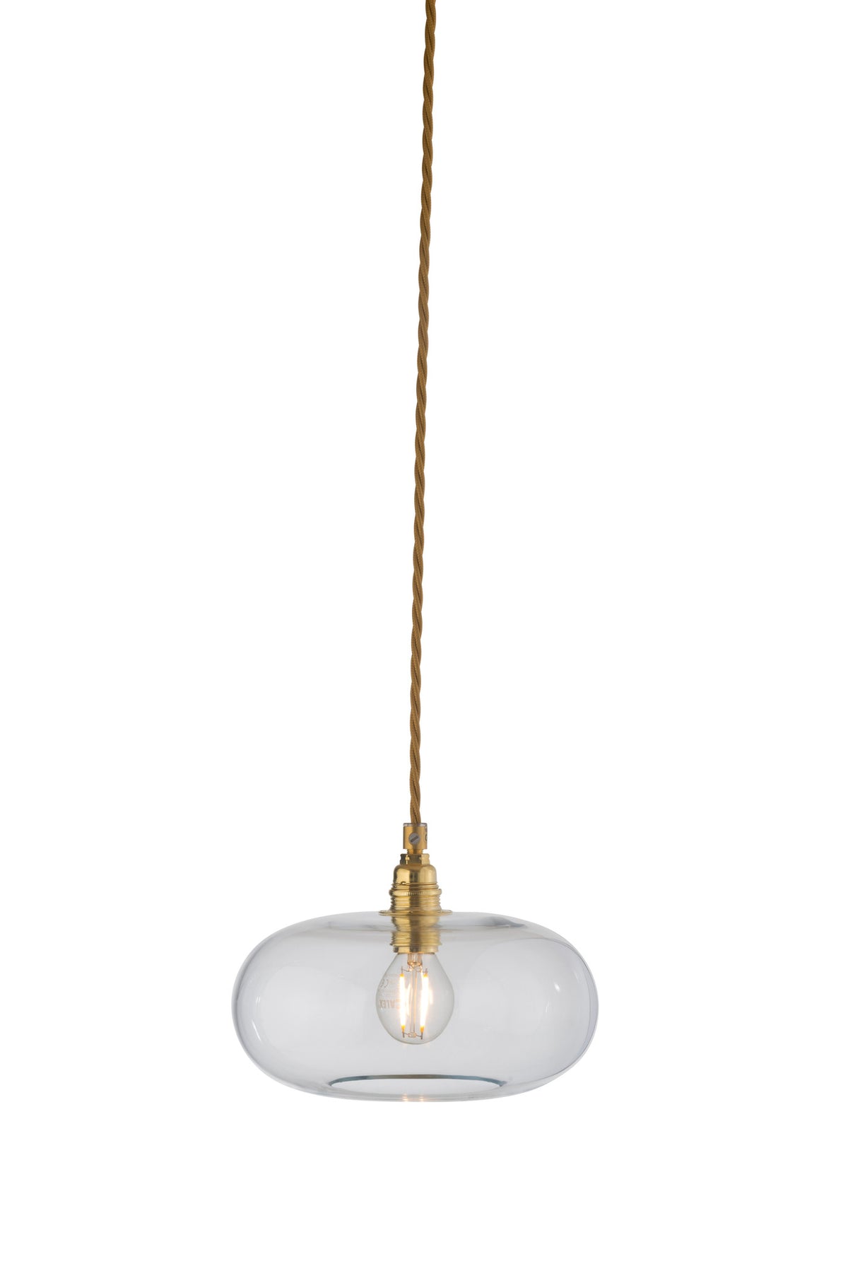 Pakabinamas šviestuvas Horizon Ø21 cm, Clear with Gold – įjungtas
