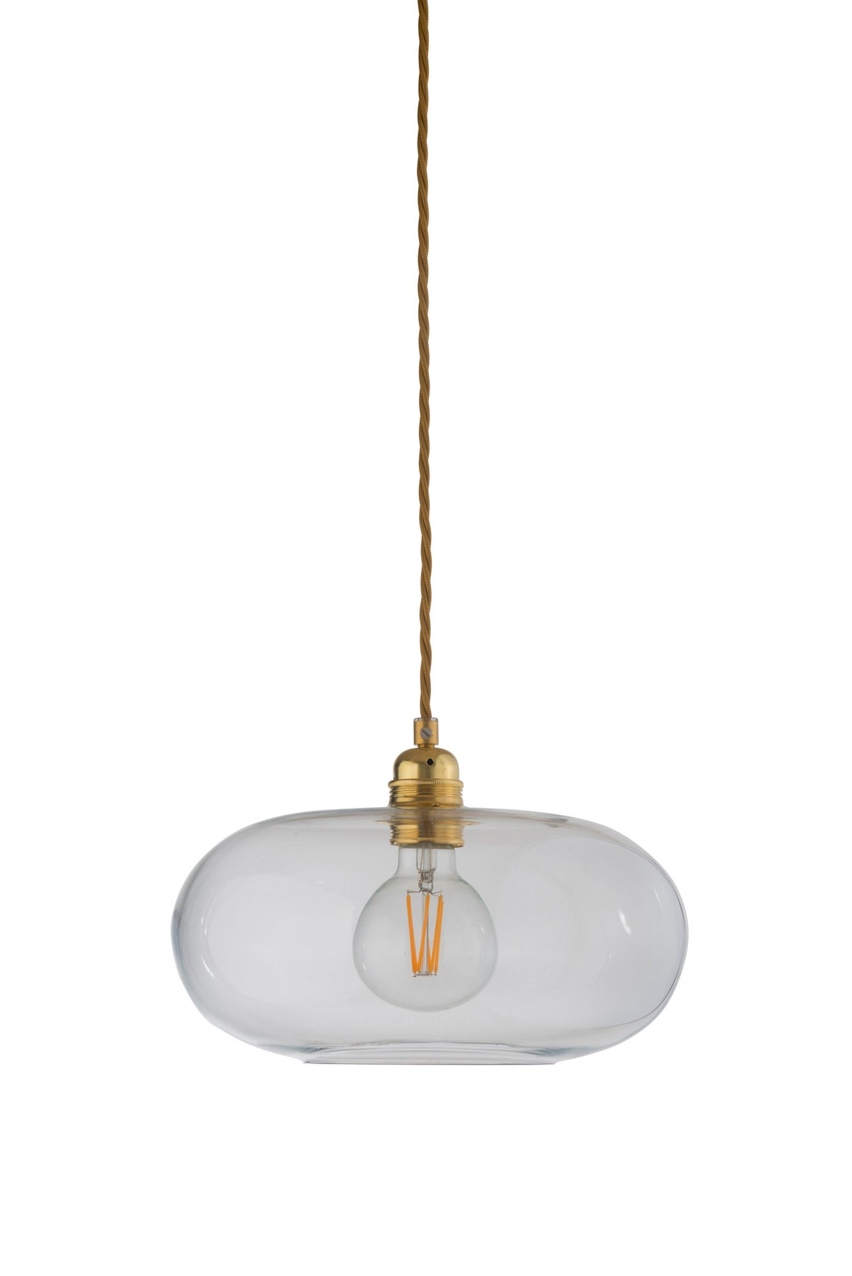 Pakabinamas šviestuvas Horizon Ø29 cm, Clear with Gold – įjungtas