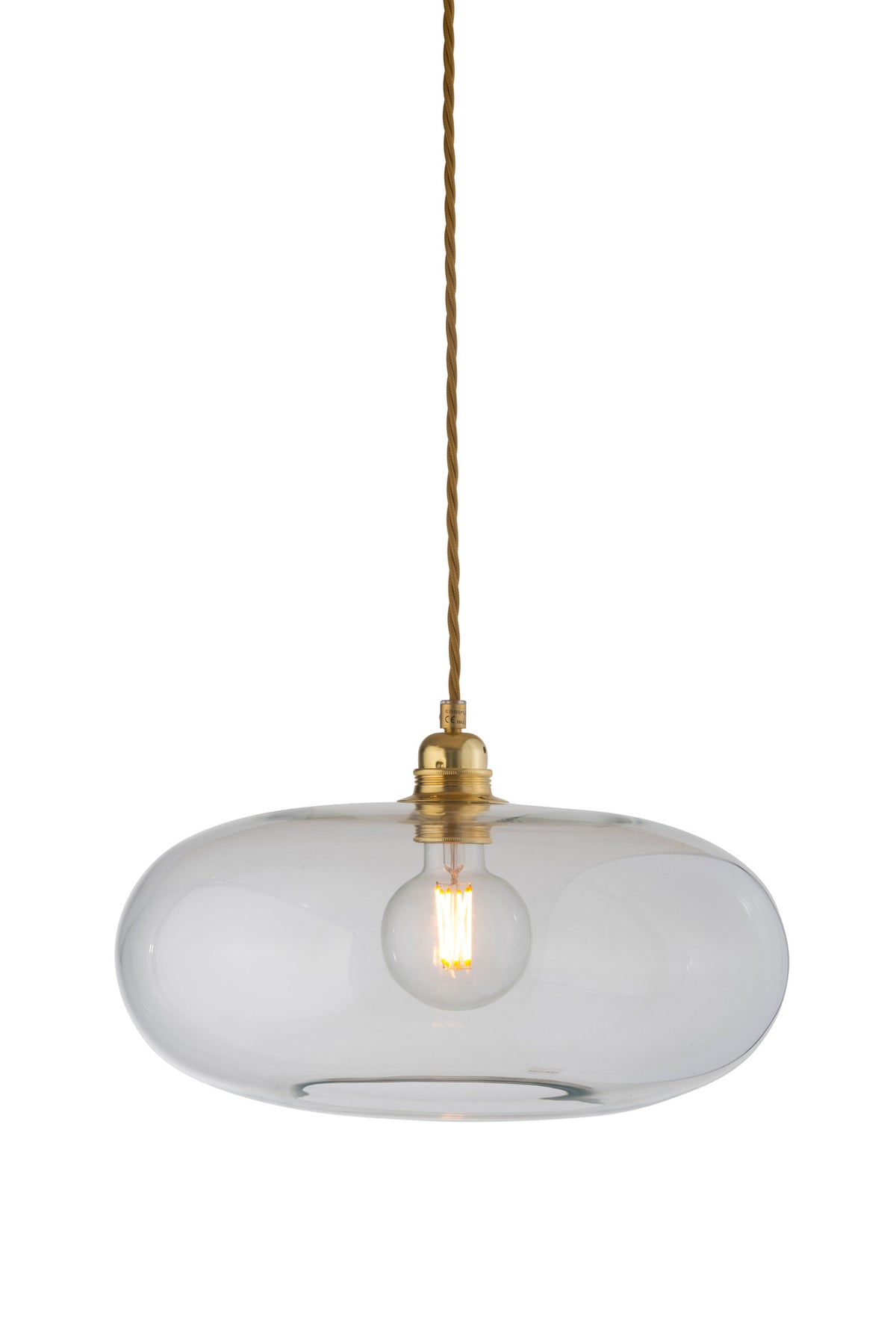 Pakabinamas šviestuvas Horizon Ø36 cm, Clear with Gold – įjungtas