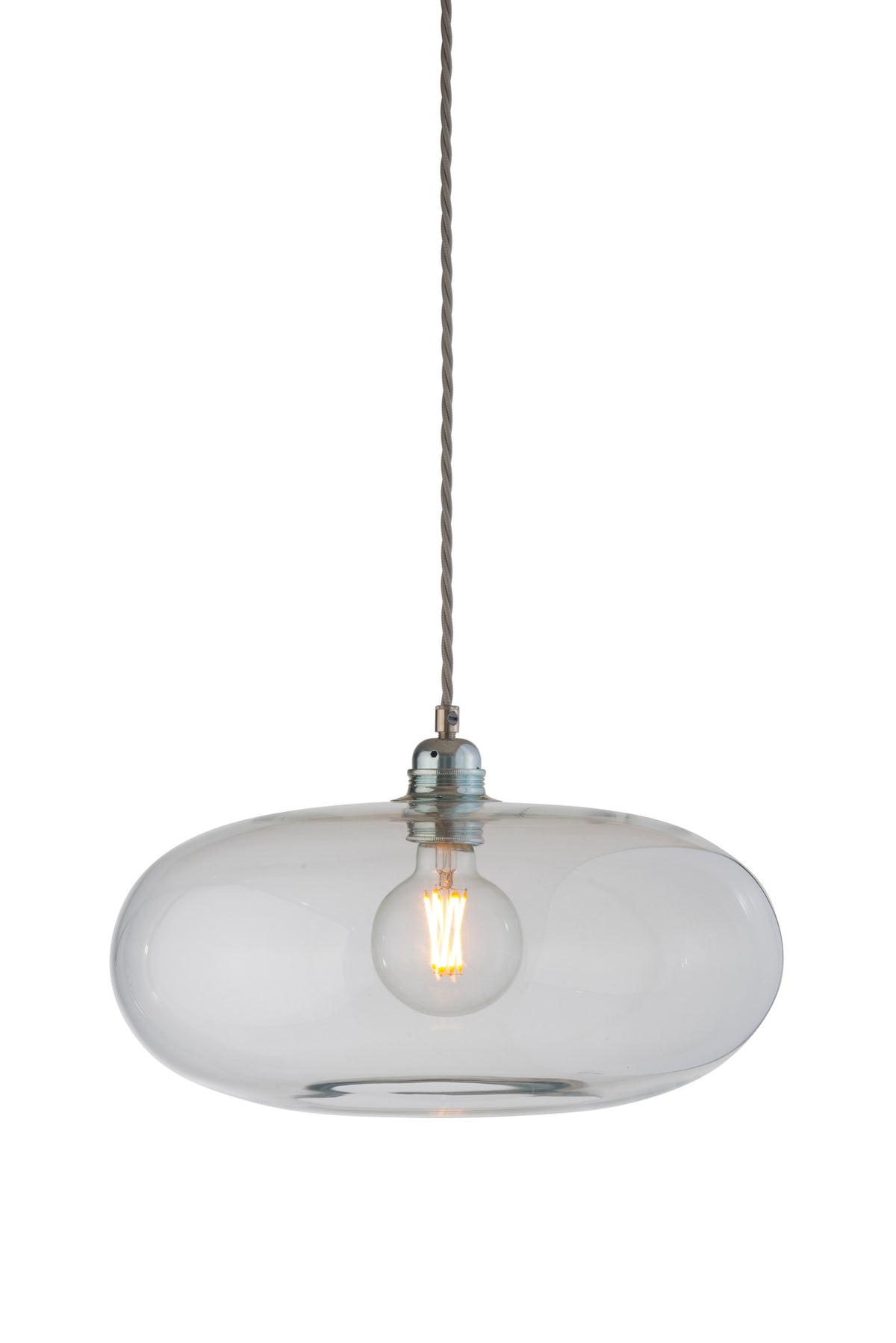 Pakabinamas šviestuvas Horizon Ø36 cm, Clear with Silver – įjungtas