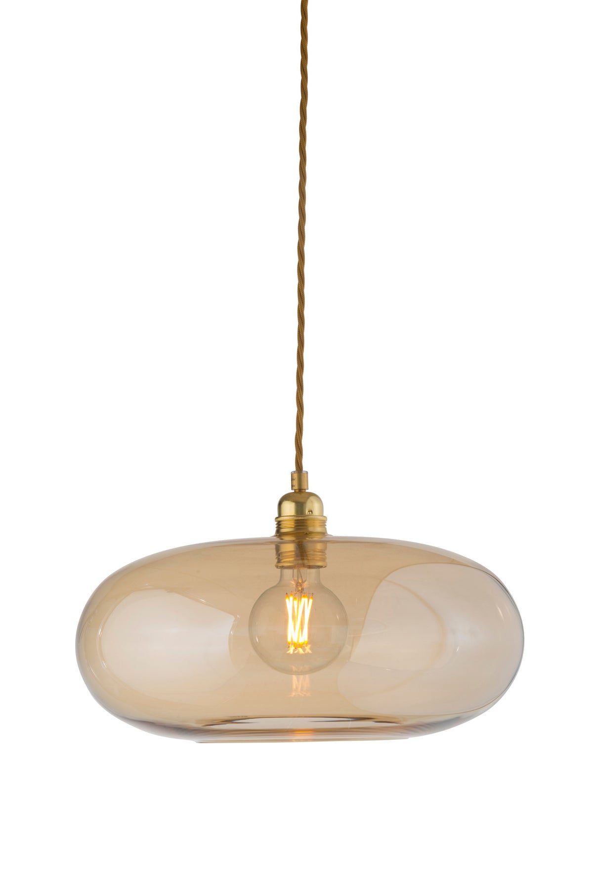 Pakabinamas šviestuvas Horizon Ø36 cm, Golden Smoke – įjungtas