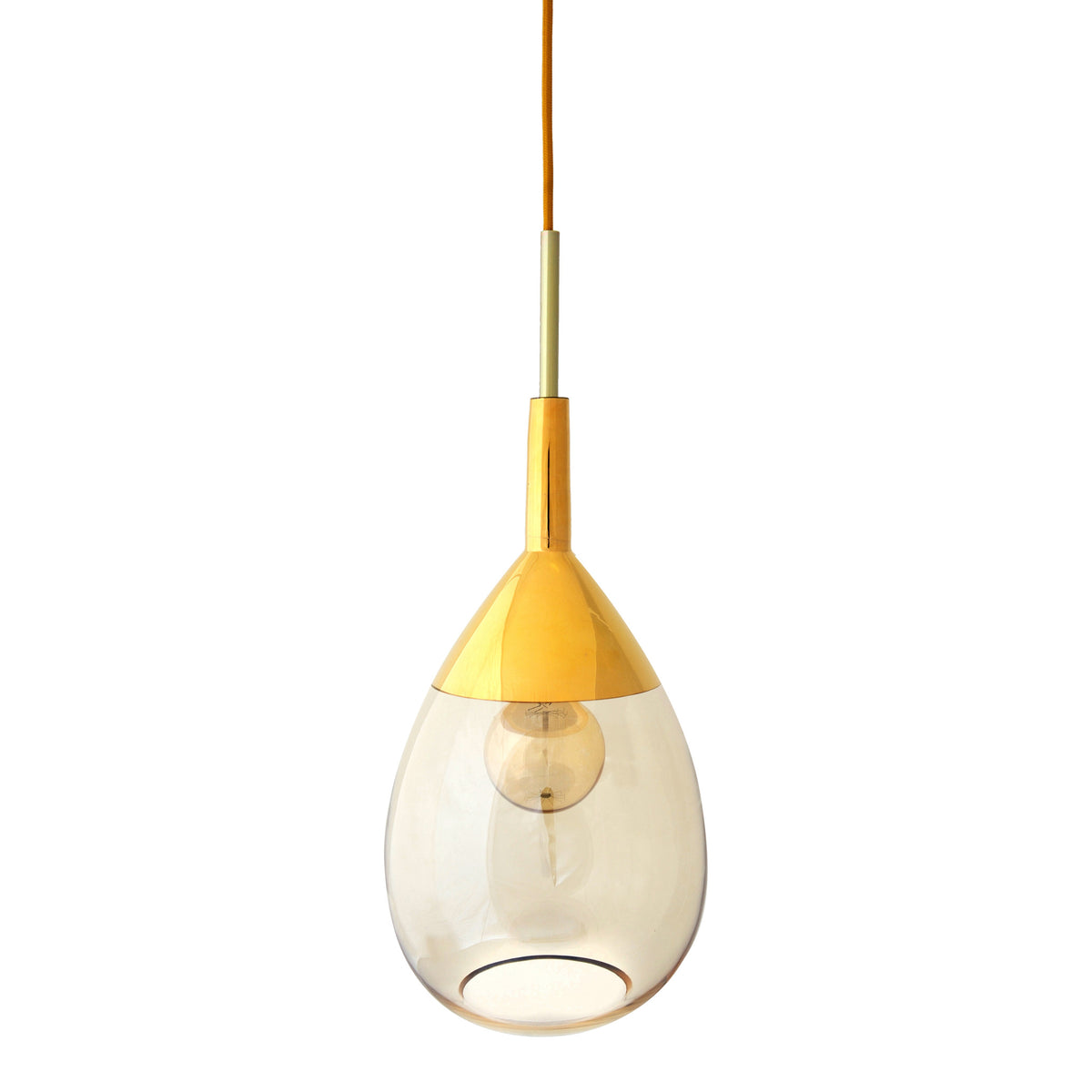 Pakabinamas šviestuvas Lute M Golden Smoke / Gold, H49 cm – įjungtas