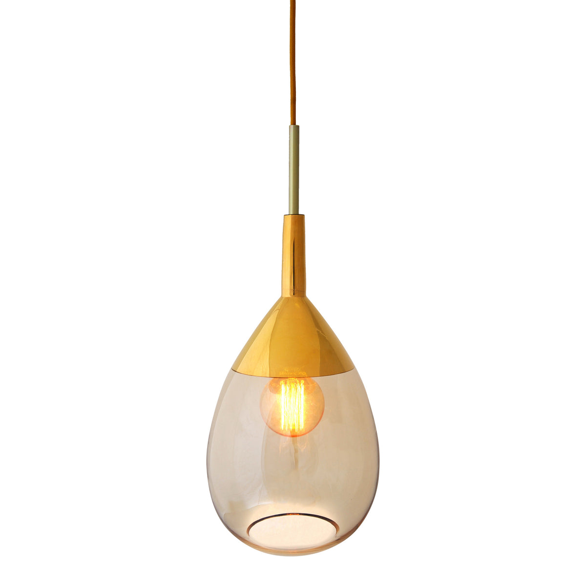 Pakabinamas šviestuvas Lute M Golden Smoke / Gold, H49 cm