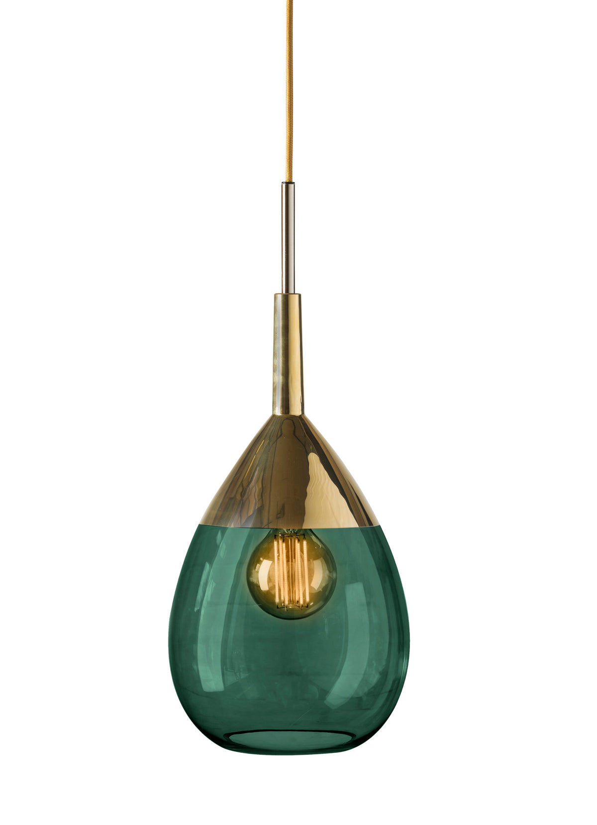 Pakabinamas šviestuvas Lute M Ivy Green / Gold, H49 cm