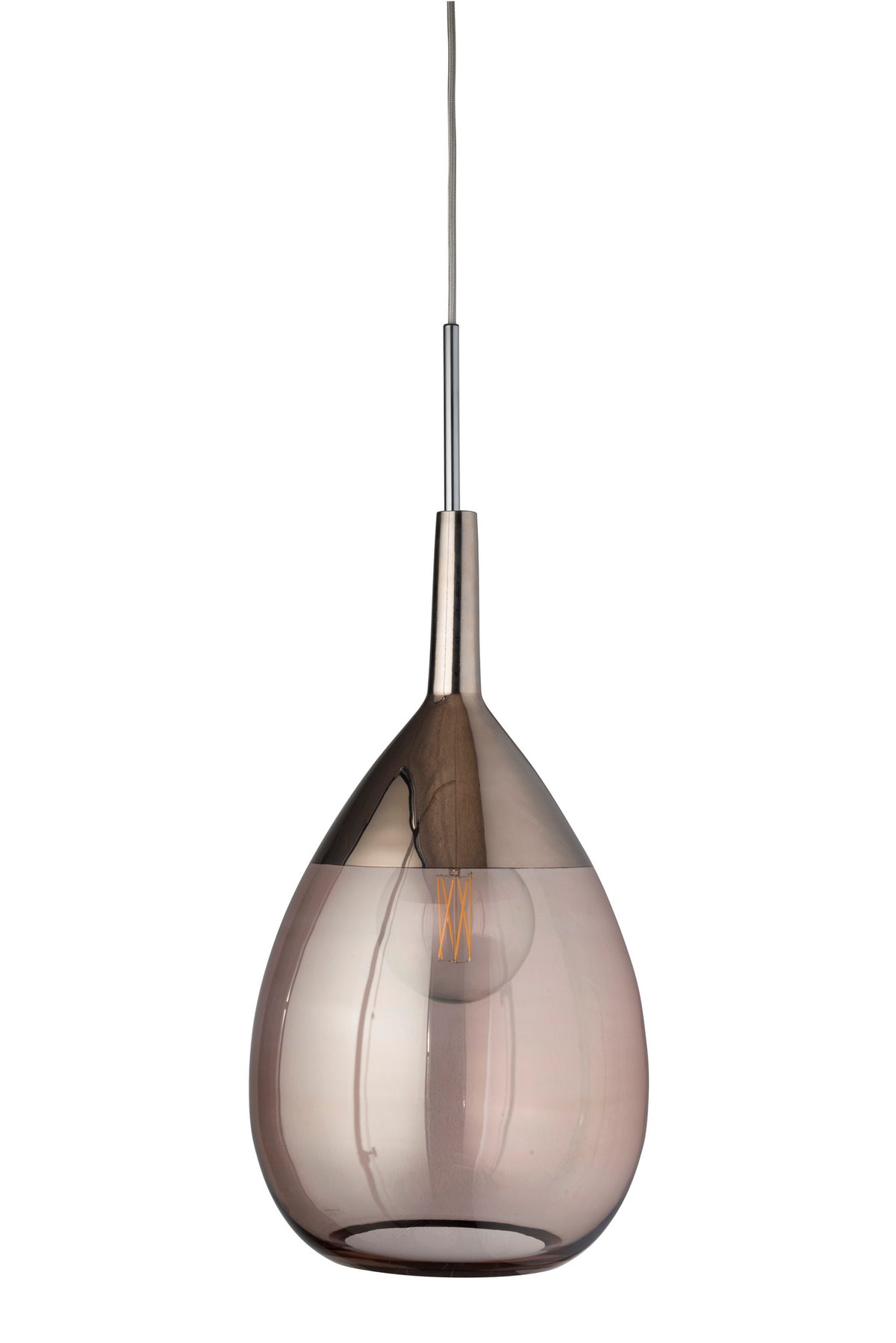 Pakabinamas šviestuvas Lute XL Obsidian / Platinum, H70 cm – įjungtas