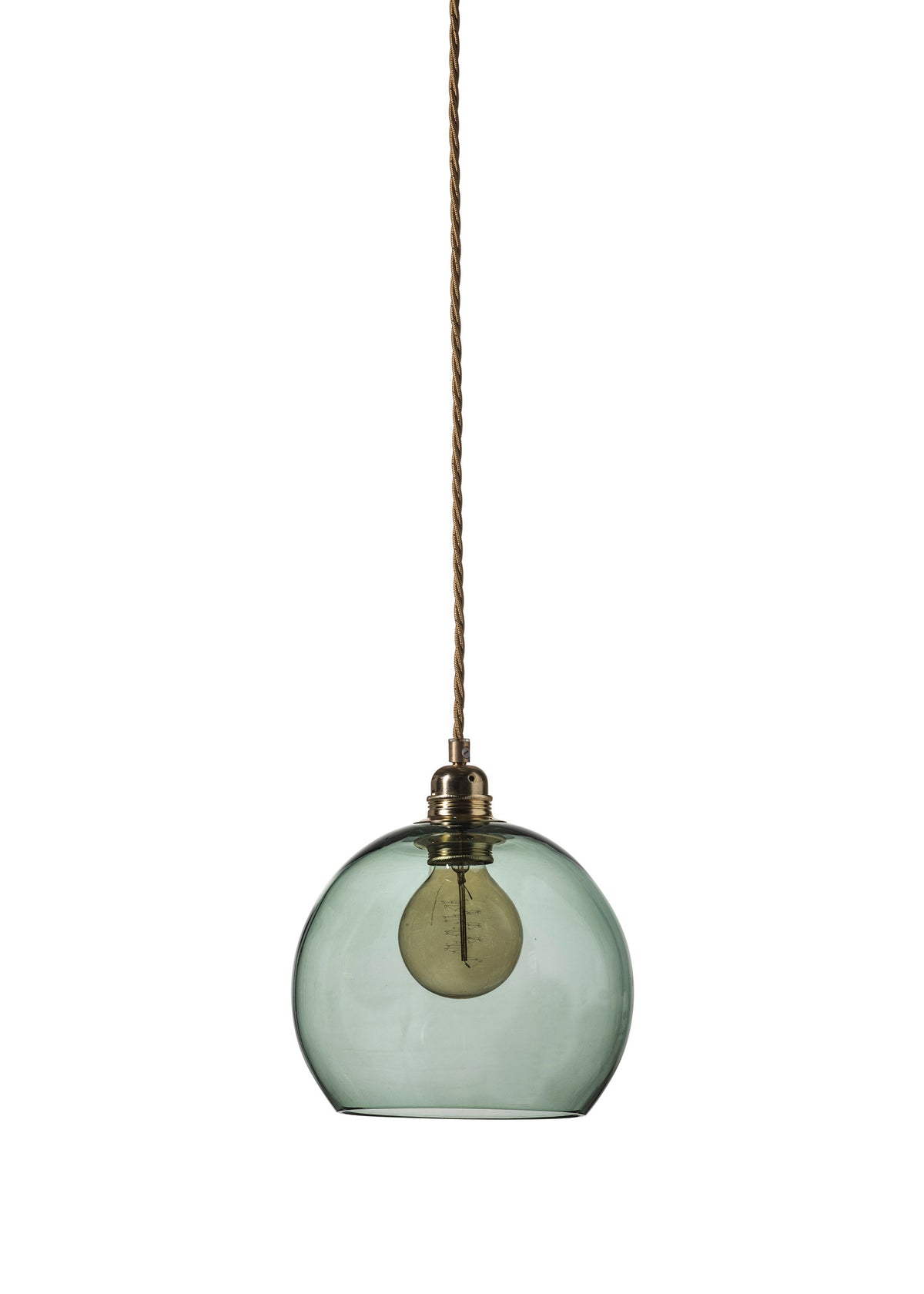 Pakabinamas šviestuvas Rowan Forest Green Gold, Ø22 cm – įjungtas