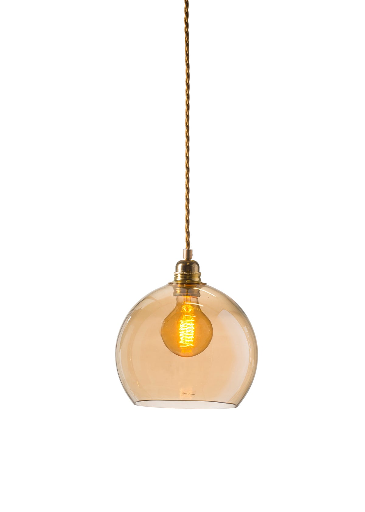 Pakabinamas šviestuvas Rowan Golden Smoke Gold, Ø22 cm – įjungtas