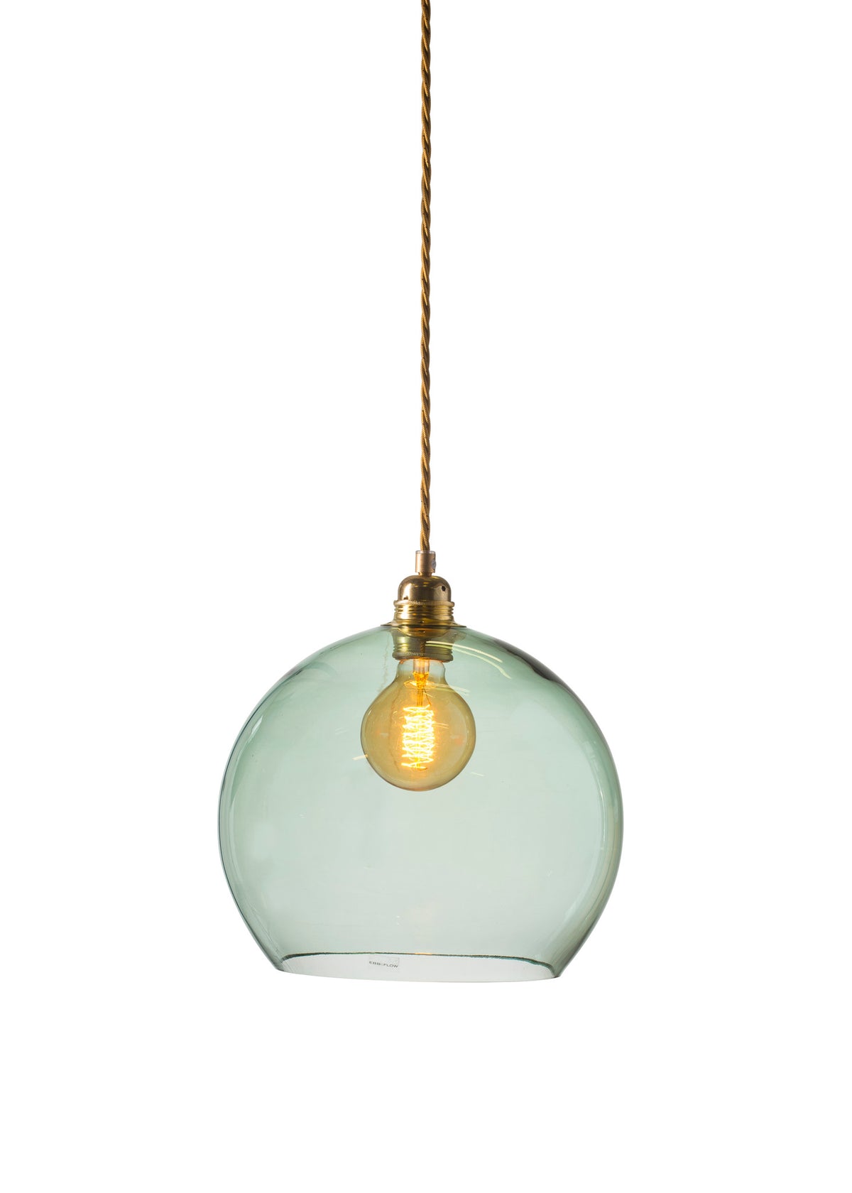 Pakabinamas šviestuvas Rowan L Forest Green Gold, Ø28 cm – įjungtas