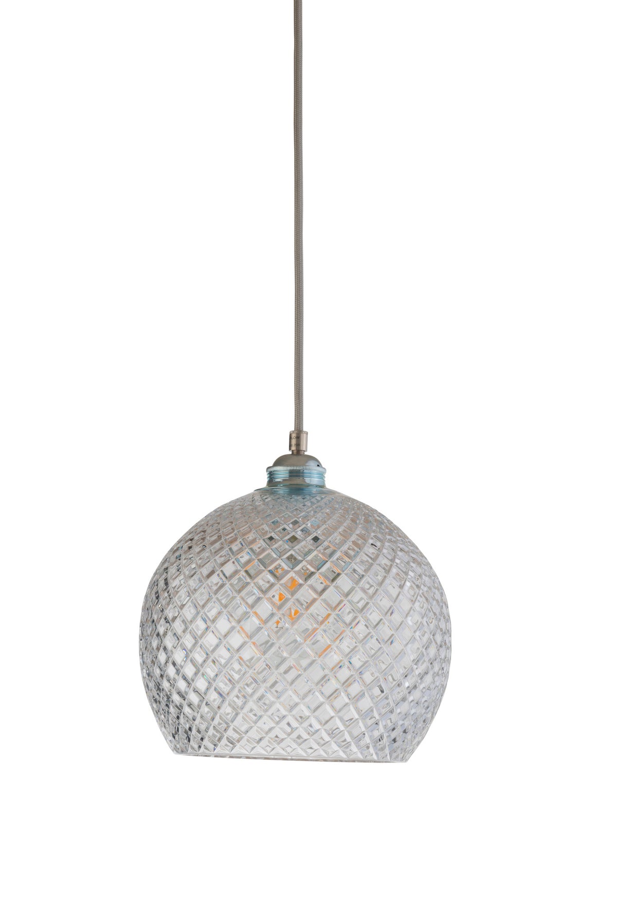 Pakabinamas šviestuvas Rowan M Small Check Silver, Ø22 cm – įjungtas