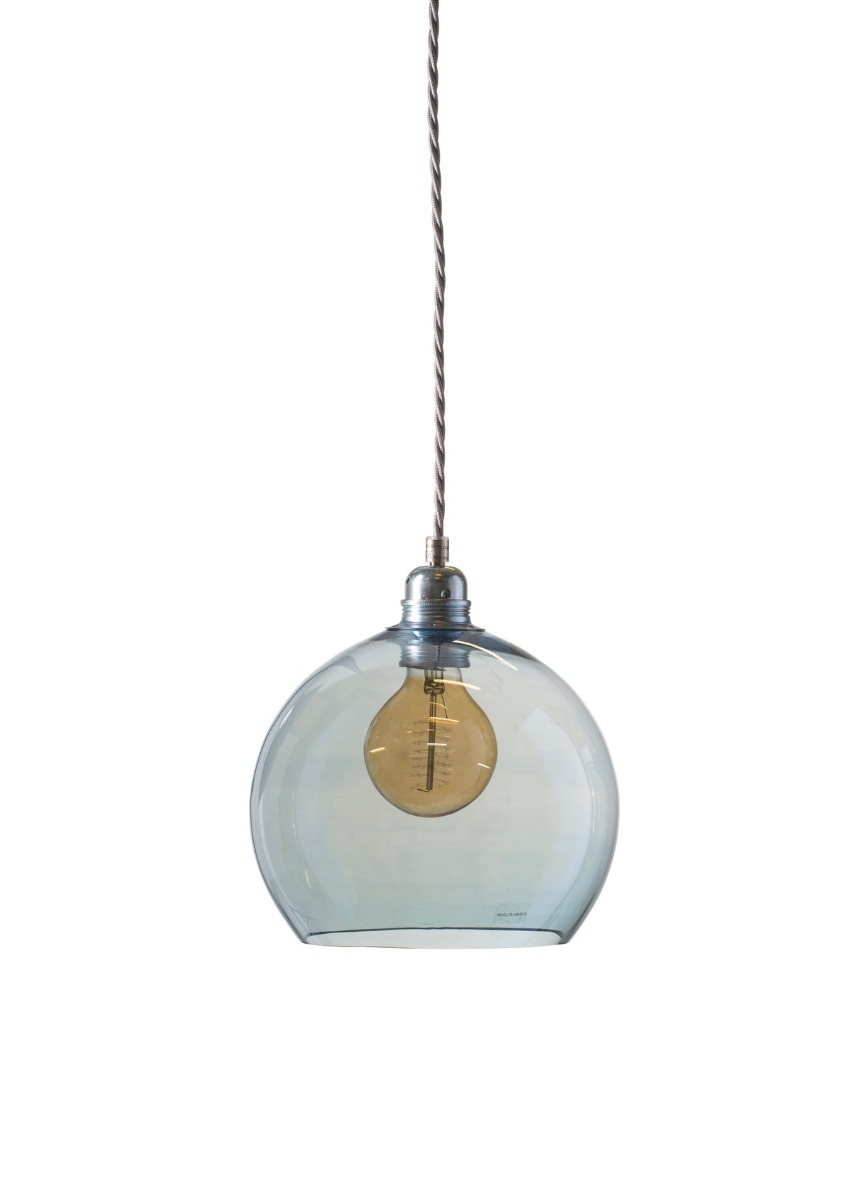Pakabinamas šviestuvas Rowan M Topaz Blue Silver, Ø22 cm – įjungtas