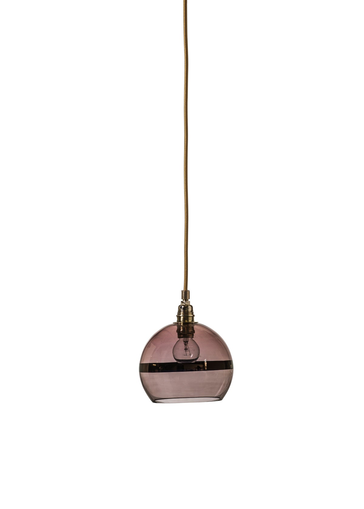 Pakabinamas šviestuvas Rowan Metallic Copper Stripe on Obsidian Glass, Ø15,5 cm