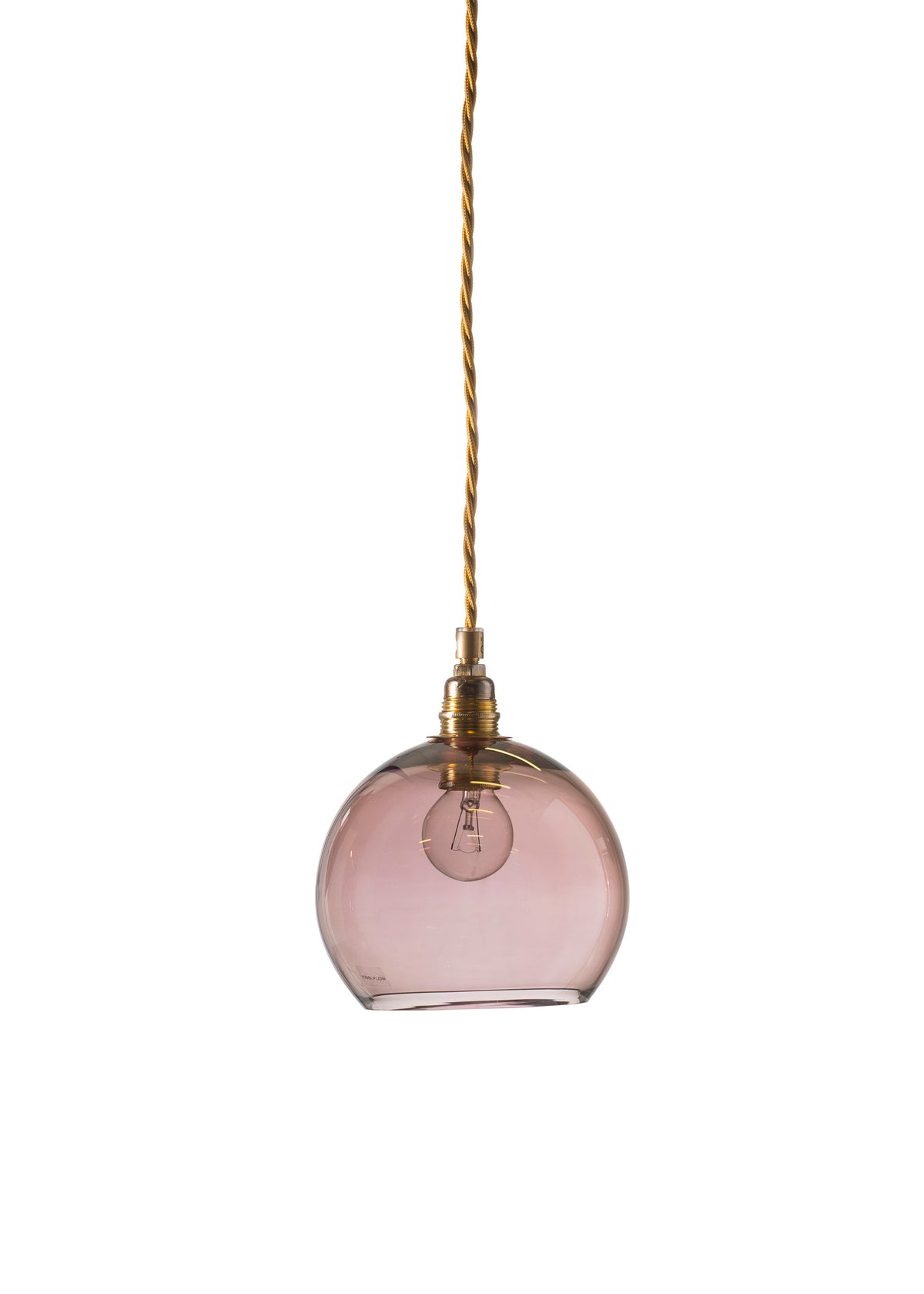 Pakabinamas šviestuvas Rowan Obsidian Gold, Ø15,5 cm – įjungtas